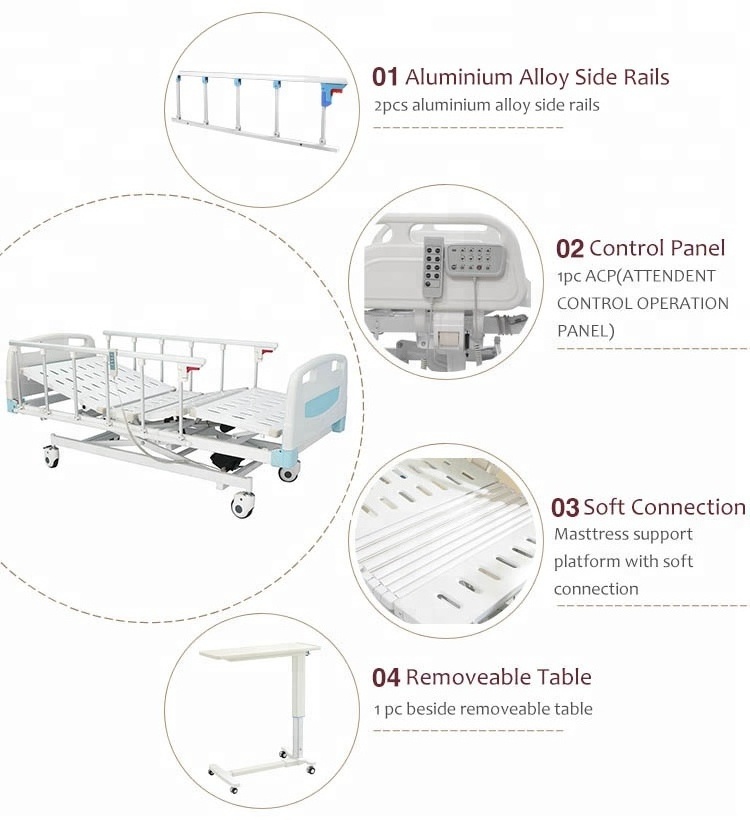 new style electric care bed with adjustable headrest for hospital ICU used