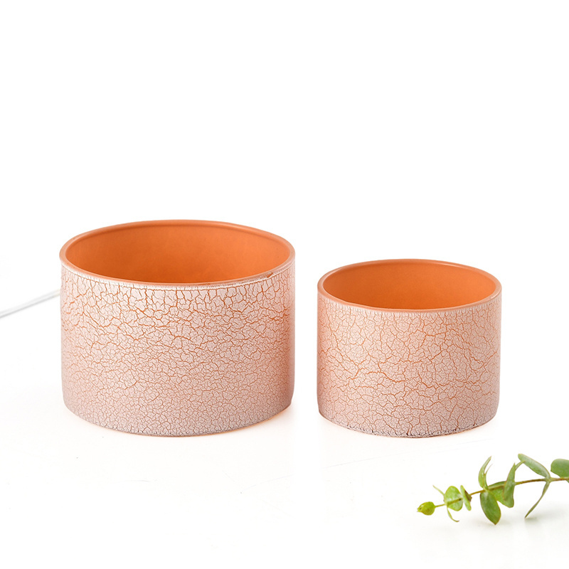 Hot sale unique Straight side Wide mouth crack-like candle holder empty candle jar for candle making