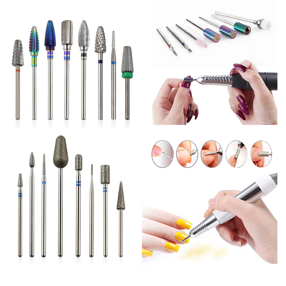 Diamond Ceramic Gel Polish Remove Milling Cutters Manicure Pedicure Tungsten Carbide Cone Burr Bit For Nail Drill