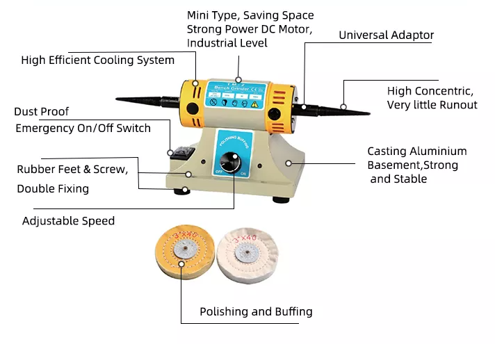 Professional Buffer Electric DIY Jewelry Machine Lathe Mini Bench Grinder Polisher