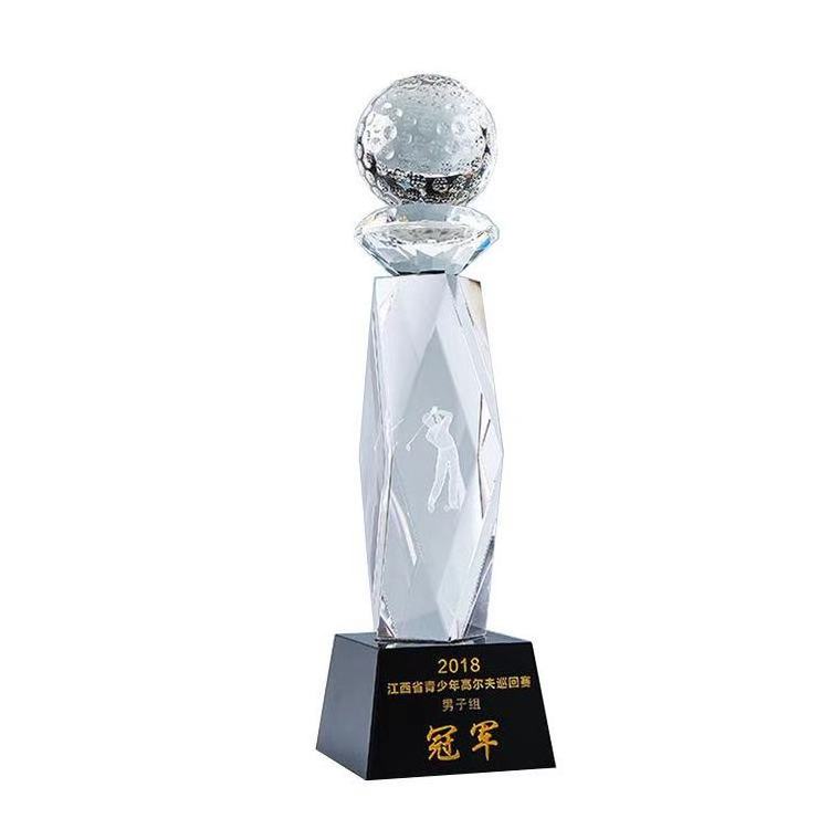 customized crystal golf ball Trophy Award  For Sports Event Of Professional Manufacturer