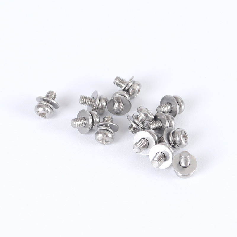 Factory wholesale pan head cross recessed stainless steel three combination screws