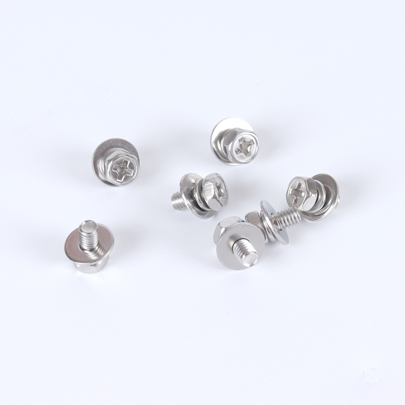 Factory wholesale pan head cross recessed stainless steel three combination screws