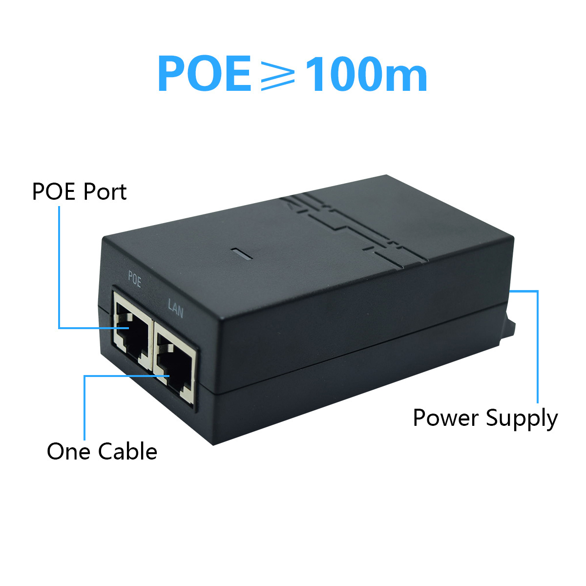 JideTech Injector 2-Port POE Switch With Metal For POE Injector 48v 15.4W With Switch Poe Network Switch For Outdoor And Indoor