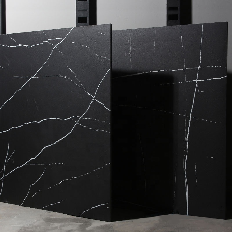 Full Body Marble Look Matt Black with White Veins Stone Ceramic Floor Porcelain Tile 24x24