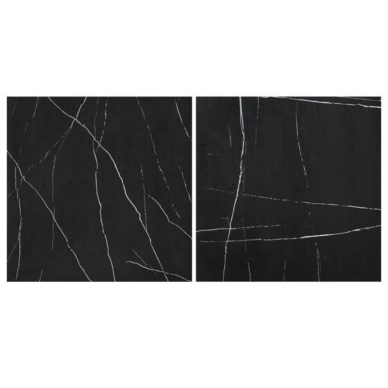 Full Body Marble Look Matt Black with White Veins Stone Ceramic Floor Porcelain Tile 24x24