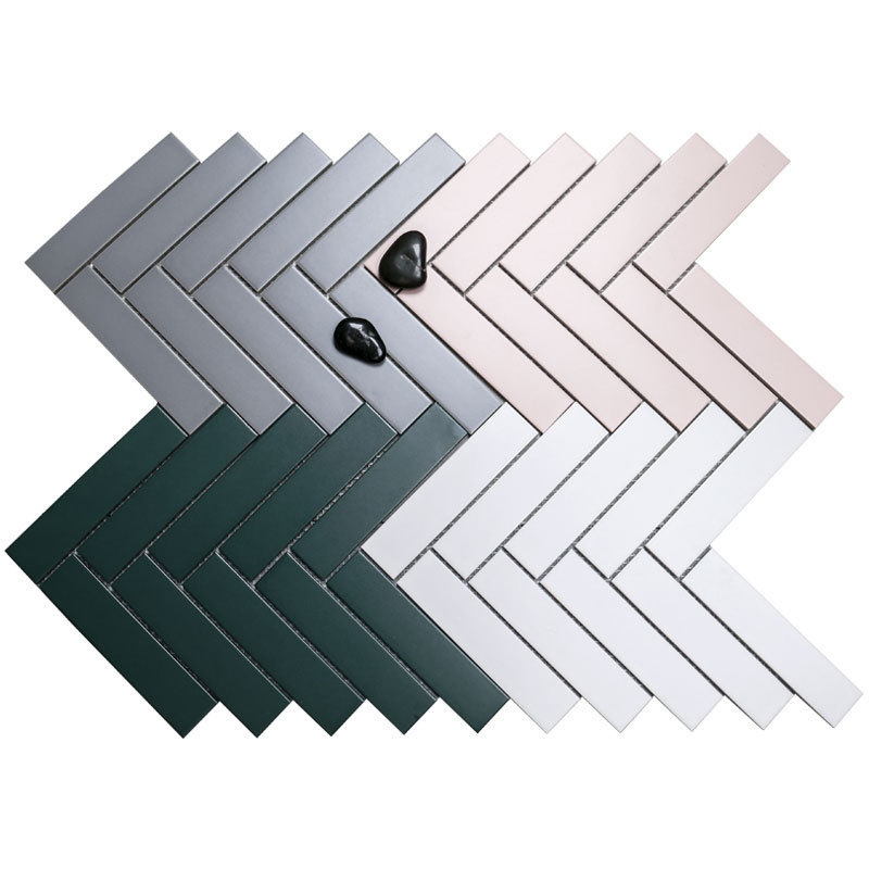 Nordic style herringbone ceramic mosaic colorful fish bone strip kitchen bathroom wall tiles