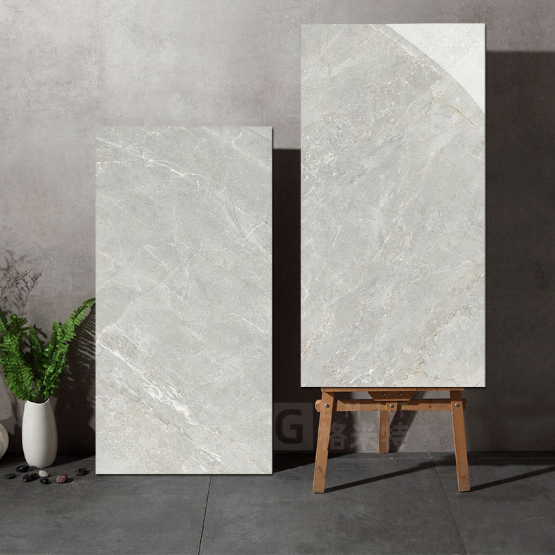 Light Grey Interior Marble Design Polished Glazed Porcelain 60 x 120 cm Floor Tile