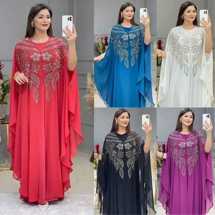 2023 ethnic clothing Islamic muslim robe plus size women's fashion dresses two piece set