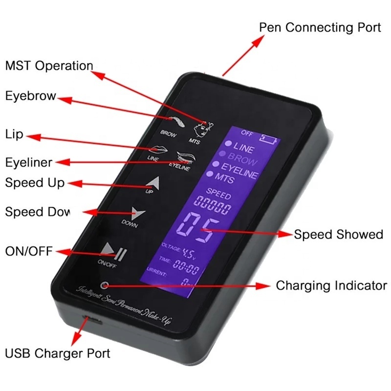 Factory Wholesale Aluminum Alloy Digital Permanent Makeup Tattoo Permanent Makeup Machine Tattoo Power Supply for sale