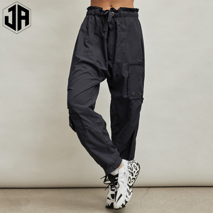 Fashion Casual Drawstring Cargo Pants Women Dark Black Low Waist Loose Baggy Joggers Wide Leg Sweatpants For Women