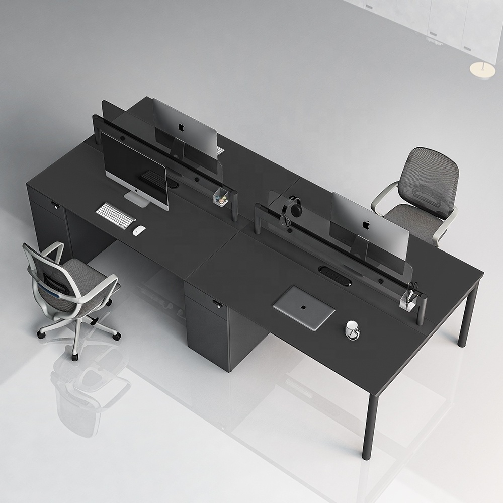 Commercial Furniture modular Jieao Q8 series black staff table office partition 6 person seats office workstation