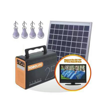 Min solar power  Station LiFePO4 portable solar lighting kit with MP3 Bluetooth FM radio for home televisions and fans