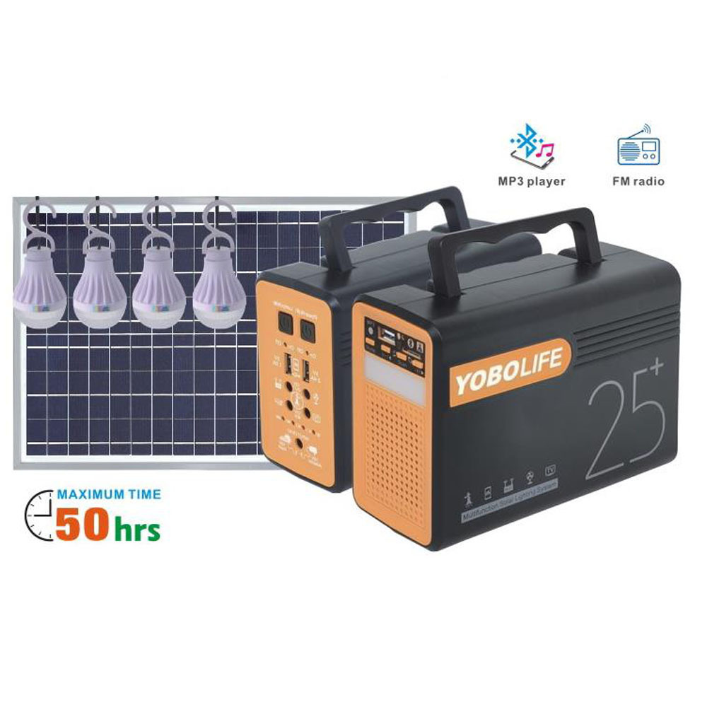 Min solar power  Station LiFePO4 portable solar lighting kit with MP3 Bluetooth FM radio for home televisions and fans