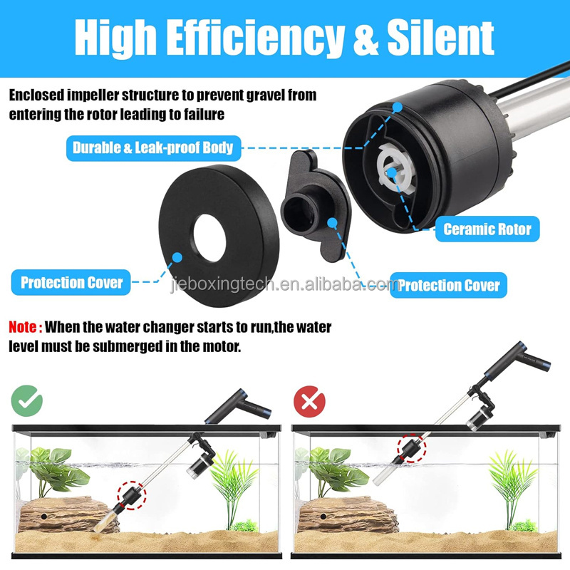 Electric Aquarium Gravel Cleaner Automatic Gravel Vacuum Cleaner Fish Tank Cleaning Tools for Change Water Wash Sand (DC 12V 6W)