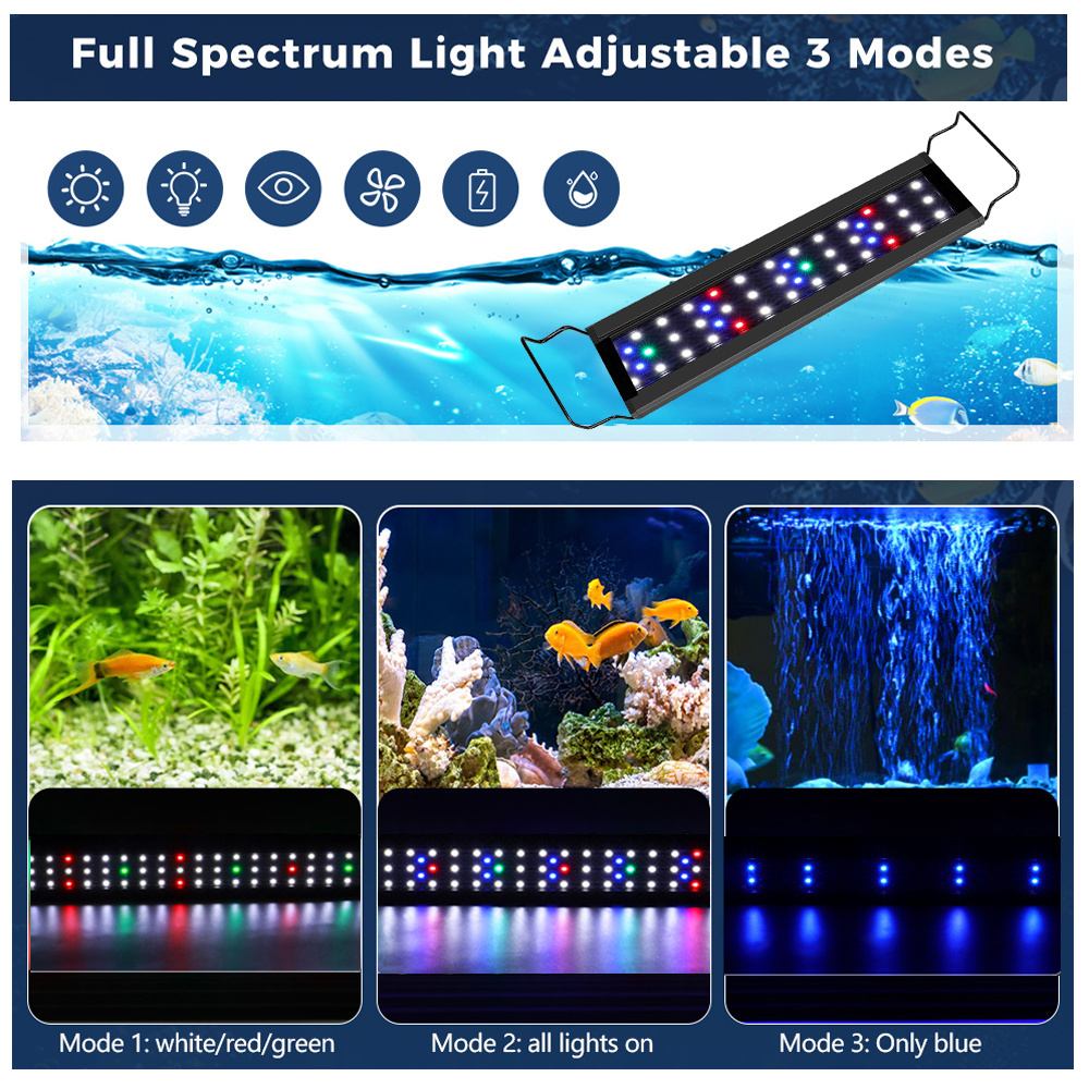 Fish tank light for 17 to 24 Inch Aquariums with Extendable Fish Tank stand plant light with Timer & Adjustable Brightness