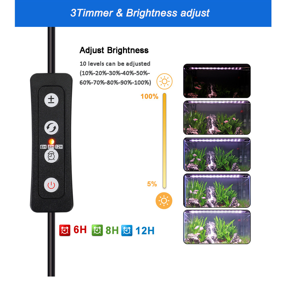 Fish tank light for 17 to 24 Inch Aquariums with Extendable Fish Tank stand plant light with Timer & Adjustable Brightness