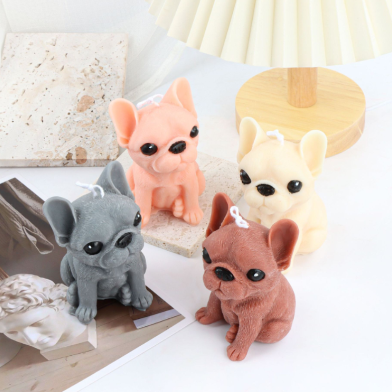 Soy Wax Multi Color Cute Cartoon Dog Puppy Pug French Bulldog Candle Animal Shape Scented Candles