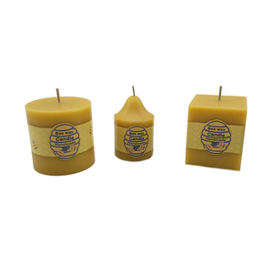 Long Lasting Slow Burning Big Geometrical Shaped Cylinder Square Taper Beeswax Pillar Candle For Church