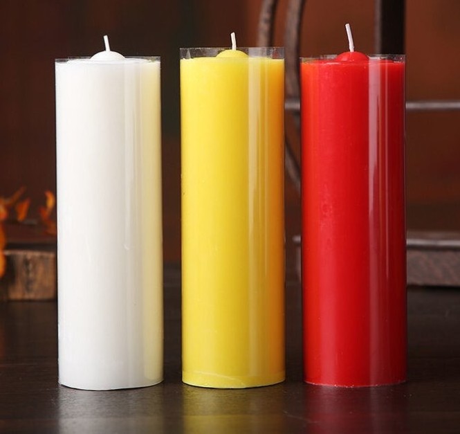 White Red Yellow 60 Hour Long Burning Emergency Unscented Pillar Candles Large Big Candles