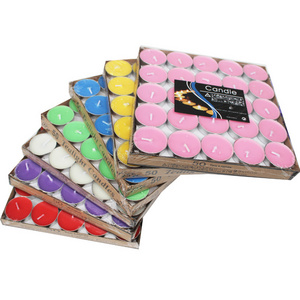 Hot Selling 50pcs Round Colorful Tealight Candle Smokeless Unscented Candles