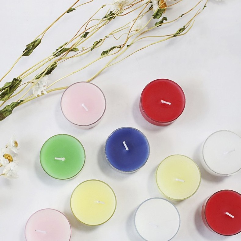 12Pcs Pack Paraffin Wax Rose Vanilla Colorful Round Scented Tea Light Tealight Candles