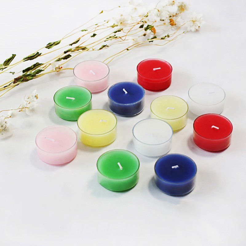 12Pcs Pack Paraffin Wax Rose Vanilla Colorful Round Scented Tea Light Tealight Candles