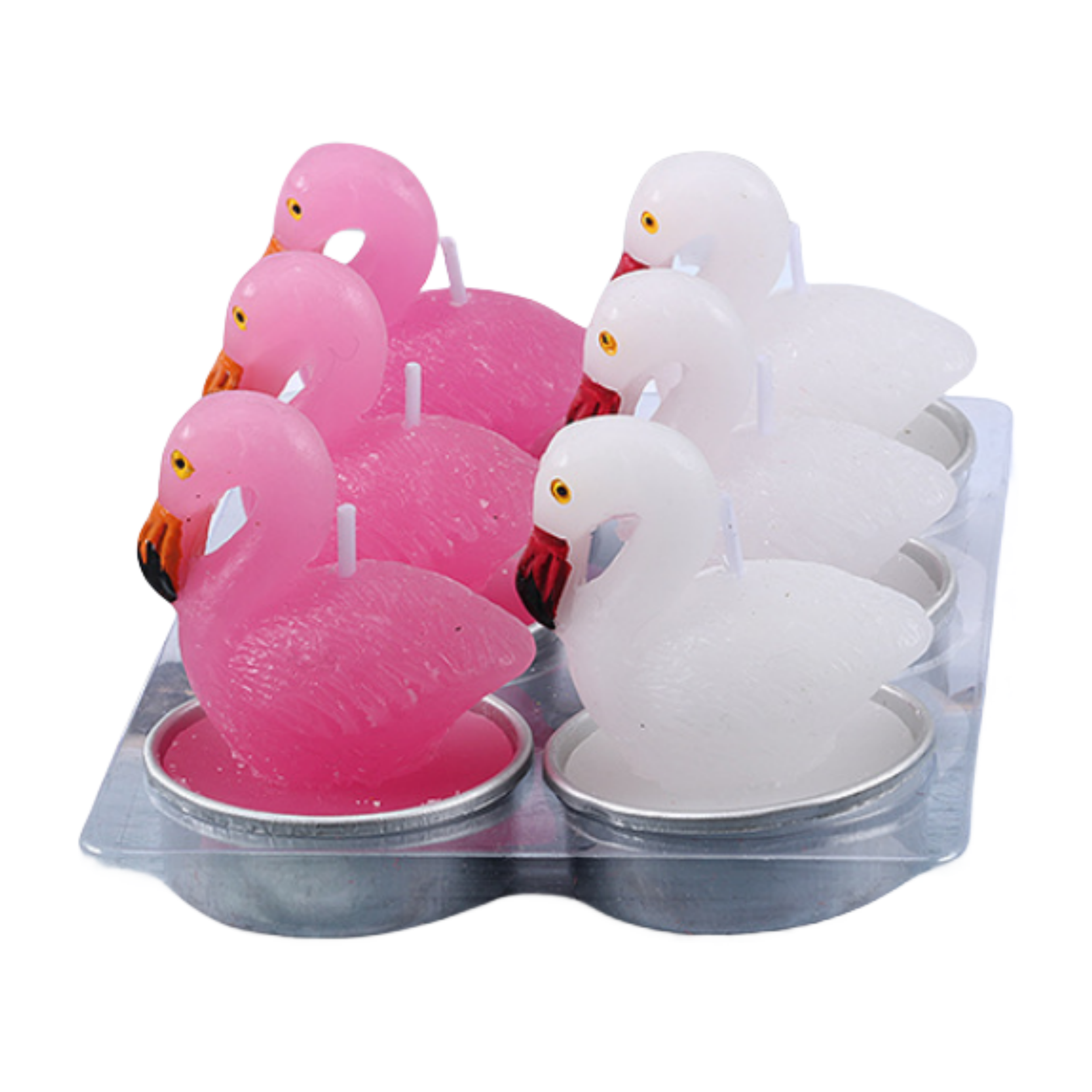 6Pcs Set Pink White Cute Animal Shaped Unscented Flamingo Tealight Candle