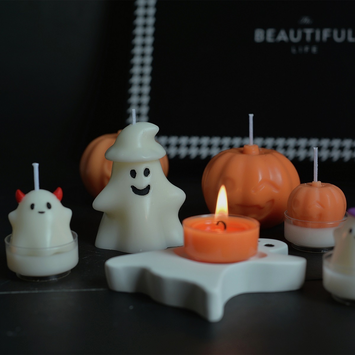 Cute Soy Wax Ghost Skeleton Pumpkin Scented Halloween Tealight Candle