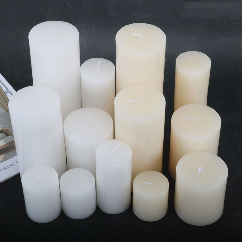 Hot Selling Paraffin Wax Unscented Flat-Topped White and Ivory White Pillar Candle