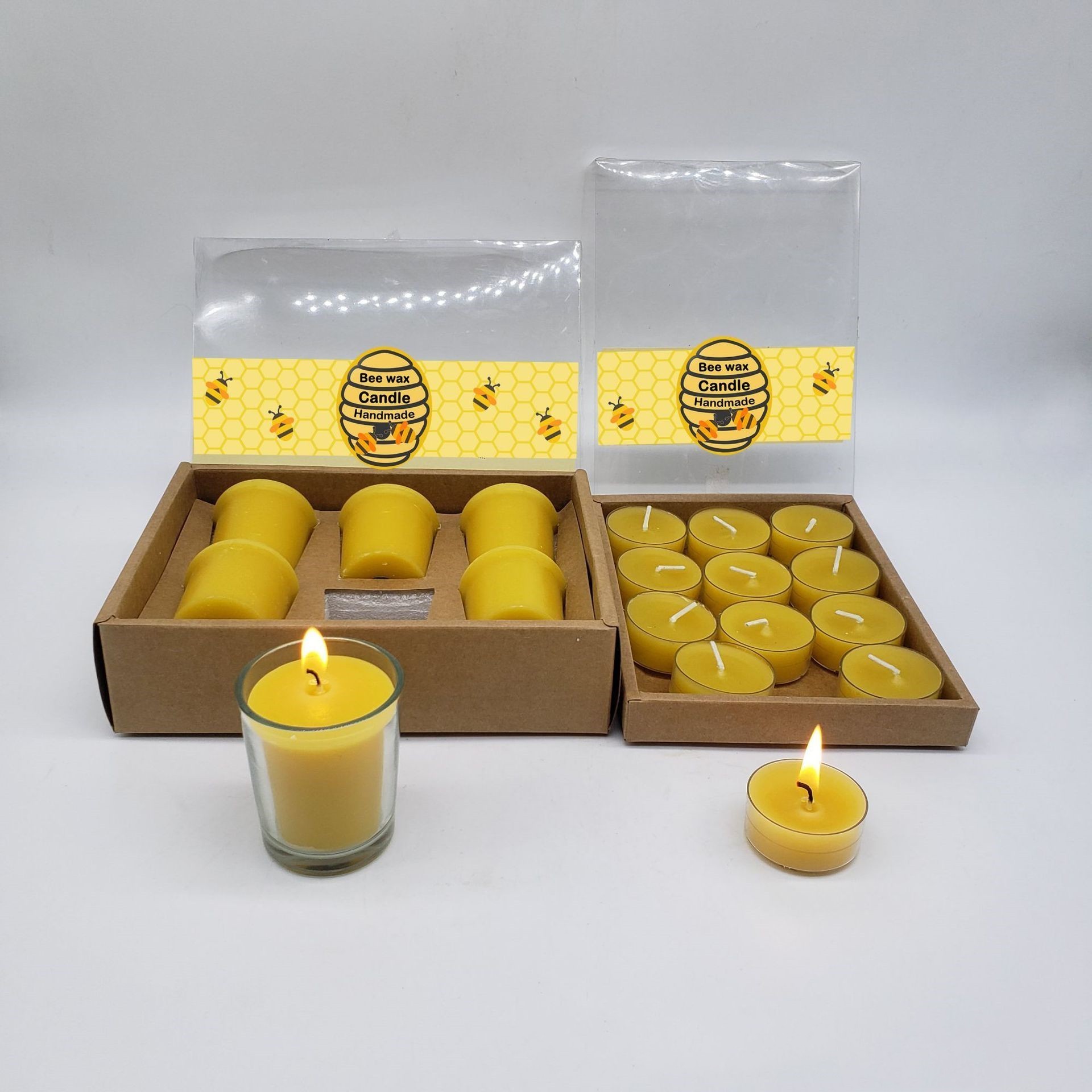 Hot Selling Eco-Friendly 6/12 Pcs Pack Beeswax Tealight Candles Set