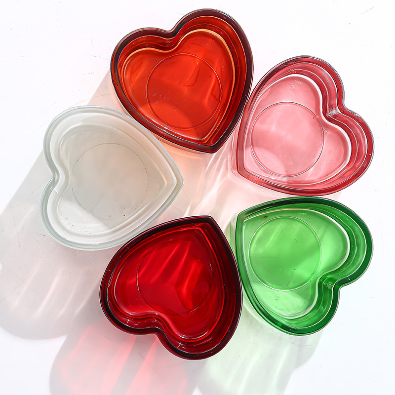 Heart Shaped Glass Tealight Candle Jars Cups Containers for Candle Making