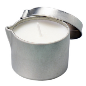 Handmade Coconut Wax Low Temperature Mini SPA Massage Scented Candle with Silver Metal Jar