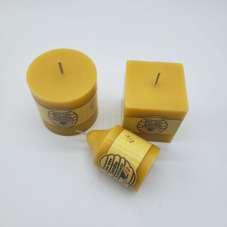 Long Lasting Slow Burning Big Geometrical Shaped Cylinder Square Taper Beeswax Pillar Candle For Church