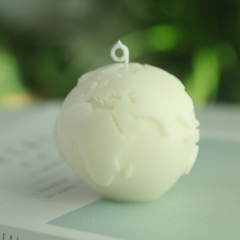 Novelty Geometrical Natural Soy Wax Beeswax White Round Earth Ball Shape Scented Candle