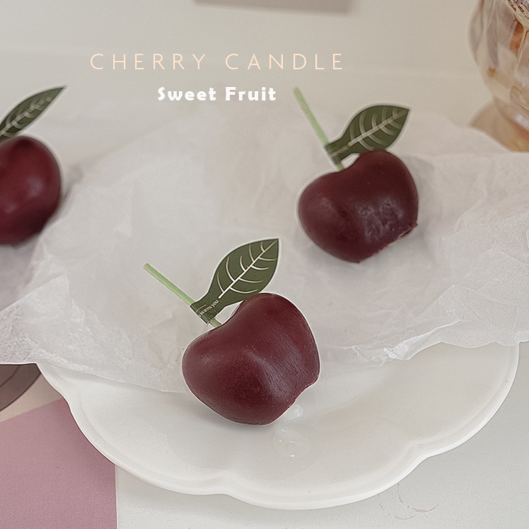 Hot Selling Cute Mini Black Red Cherry Shaped Candle Fruit Shaped Candles Fruit Cherry Scented Candles