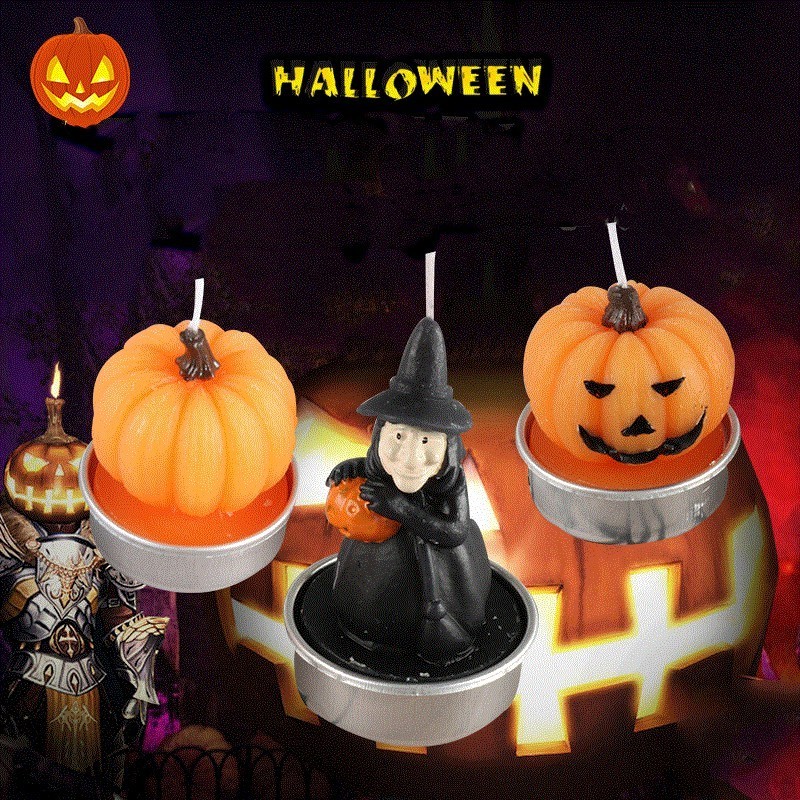 6Pcs Pack Halloween Pumpkin Witches Tealight Candles