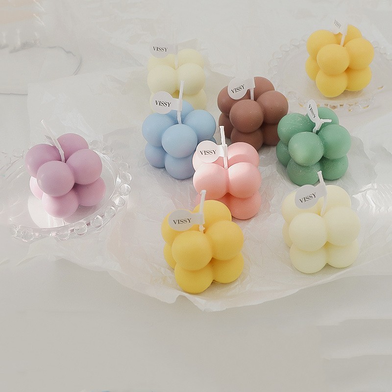 Hot Selling Cheap White Small Mini Bubble Cube Candles Gift Scented Art Candles for Wedding Favor