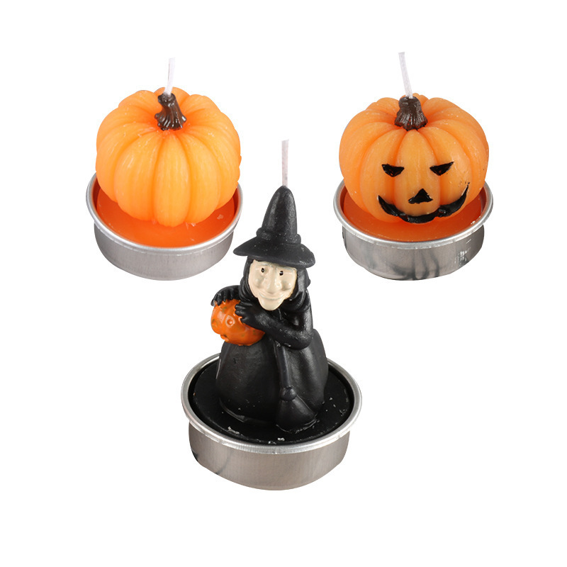 6Pcs Pack Halloween Pumpkin Witches Tealight Candles