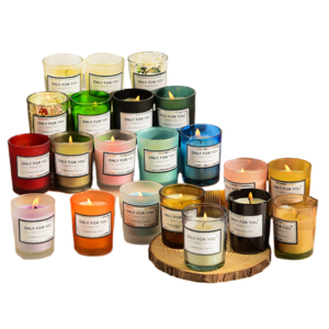 Luxury Wholesale Colorful Glass Soy Wax Scented Candles Small Candles Wedding Gifts