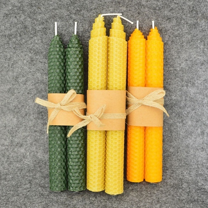 Wholesale 2 Pieces Pack Pure Natural Organic 8 inch Beeswax Candles