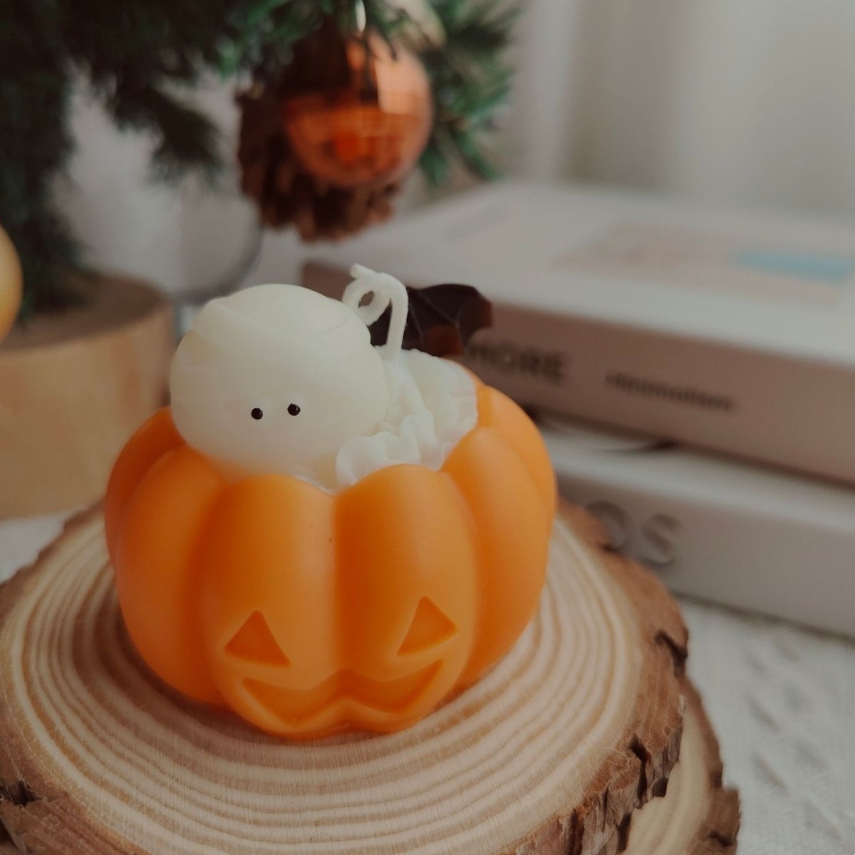 2024 Cute Creamy Ball Mummy Bat Pumpkin Shaped Scented Candle