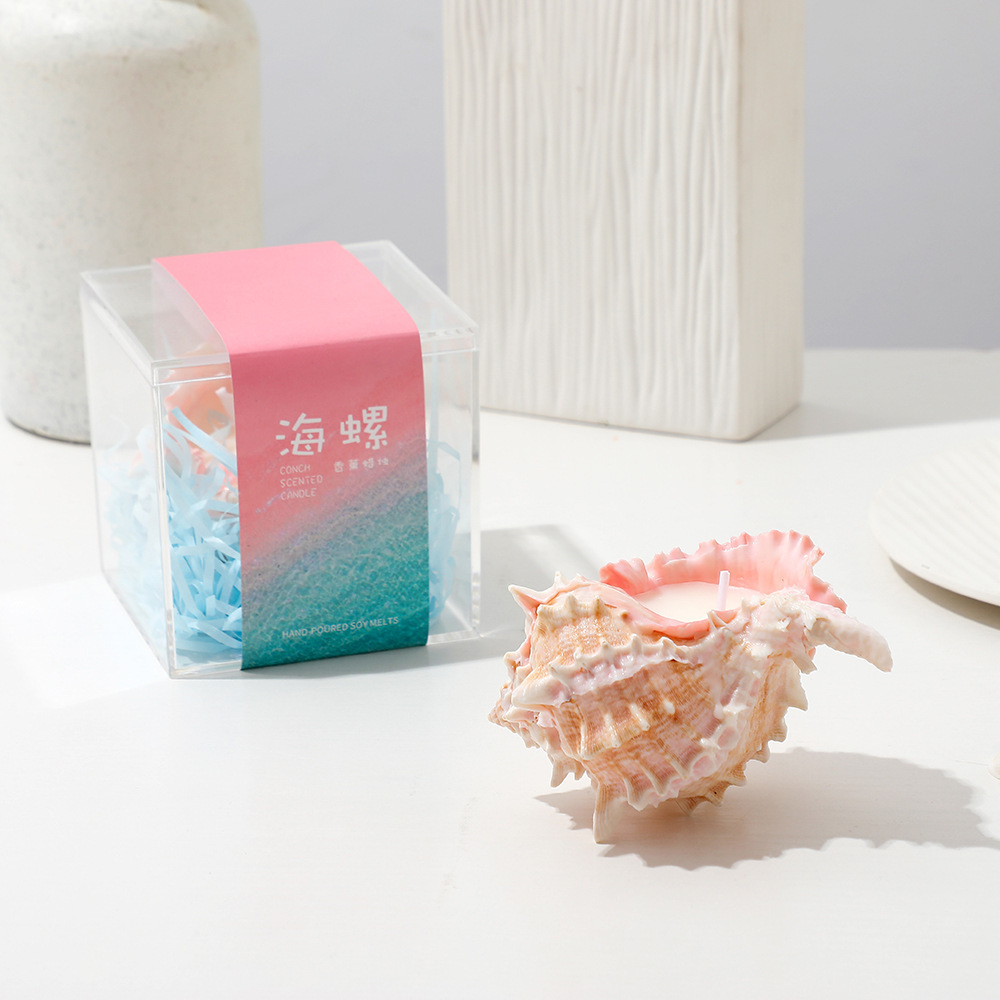 Soy Wax Sea Ocean Theme Style Natural Whelk Sea Shell Conch Shaped Scented Candles