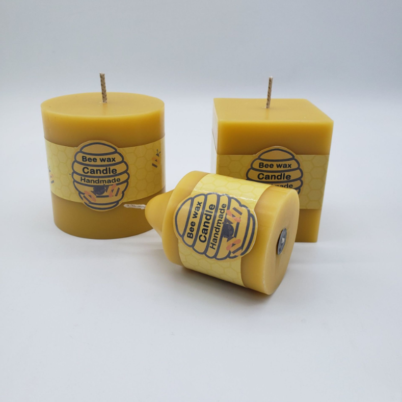 Long Lasting Slow Burning Big Geometrical Shaped Cylinder Square Taper Beeswax Pillar Candle For Church