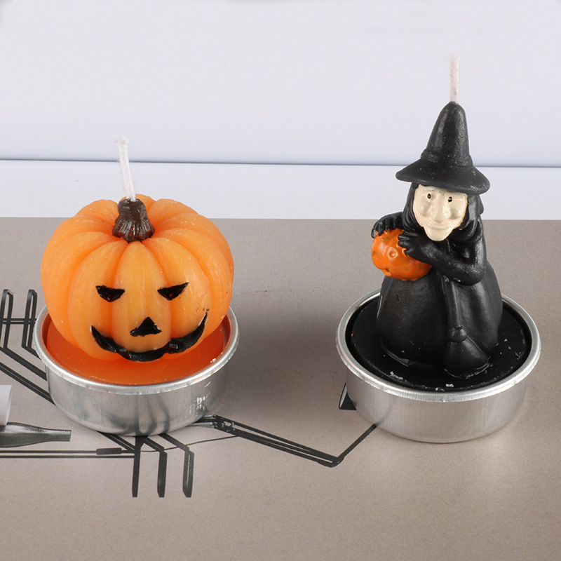 6Pcs Pack Halloween Pumpkin Witches Tealight Candles