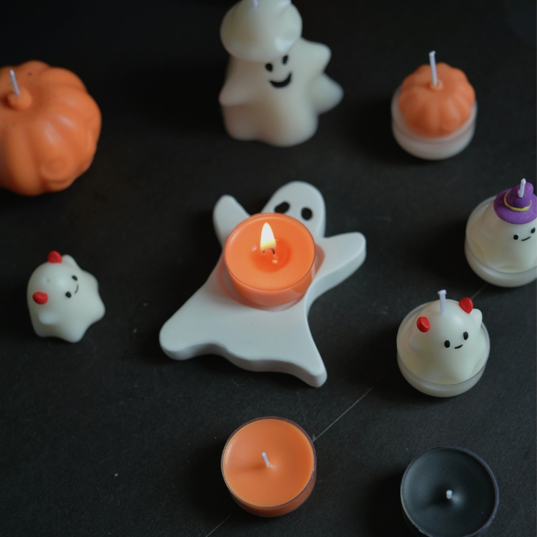 Cute Soy Wax Ghost Skeleton Pumpkin Scented Halloween Tealight Candle