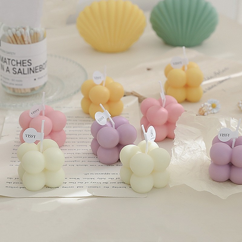 Hot Selling Cheap White Small Mini Bubble Cube Candles Gift Scented Art Candles for Wedding Favor