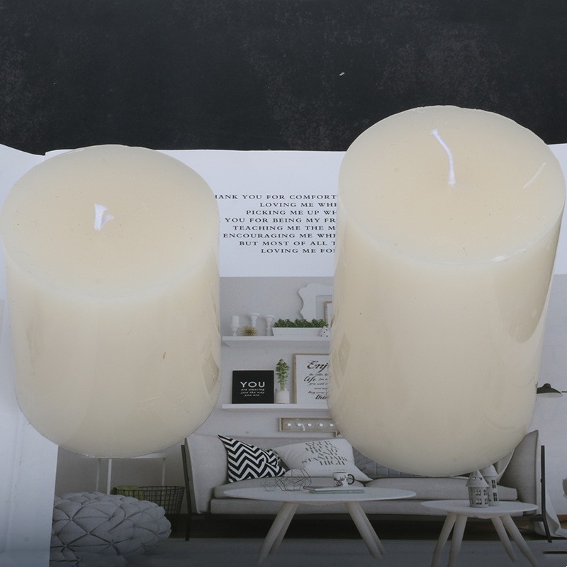 Hot Selling Paraffin Wax Unscented Flat-Topped White and Ivory White Pillar Candle