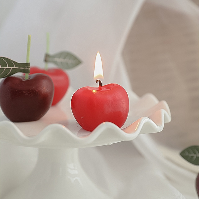 Hot Selling Cute Mini Black Red Cherry Shaped Candle Fruit Shaped Candles Fruit Cherry Scented Candles