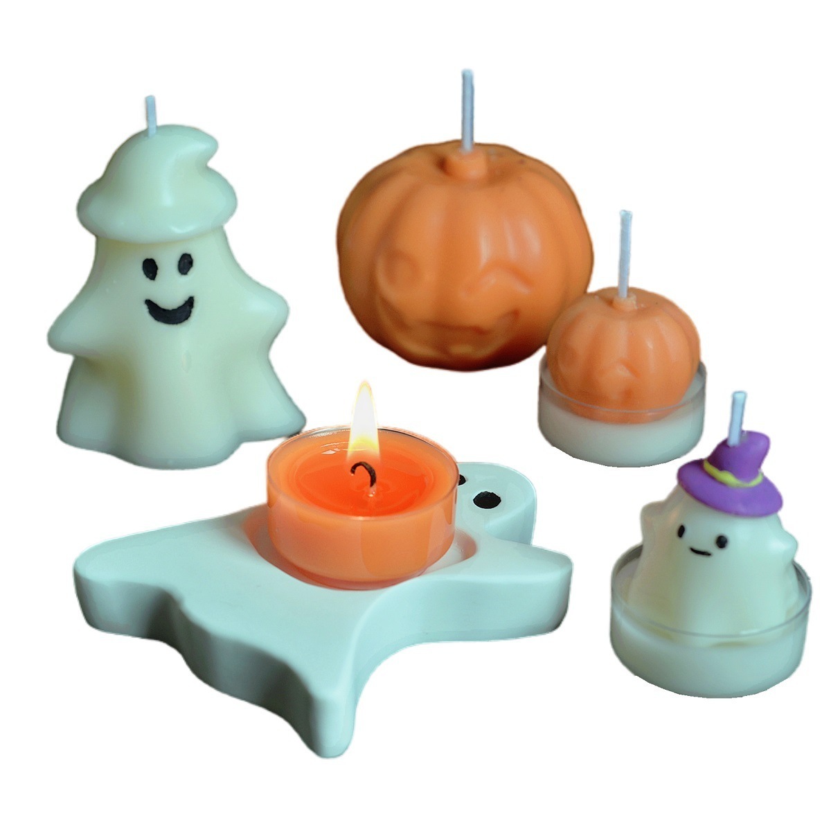 Cute Soy Wax Ghost Skeleton Pumpkin Scented Halloween Tealight Candle